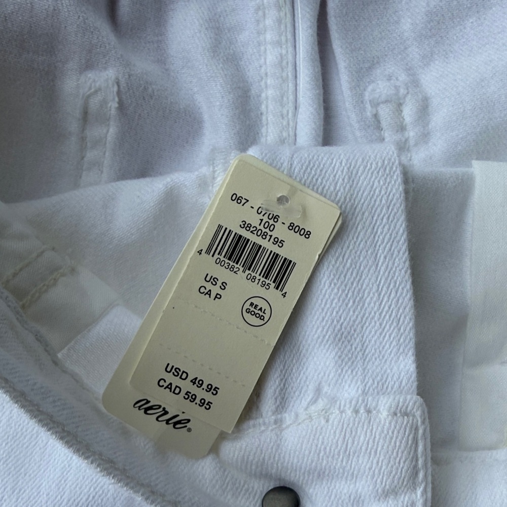 aerie White Distressed Cutoff Denim Shorts - Picture 4 of 4